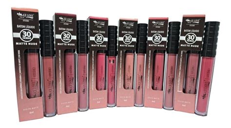 6 Batom Matte Nude Líquido Max Love 30 Horas Atacado Revenda