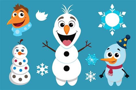 Cute snowman characters with snowflakes perfect for winter themed projects or designs | Premium ...