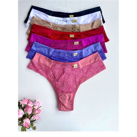 Kit C 5 Calcinha Plus Size Fio Duplo Lateral Dupla C Renda Lingerie Feminina Conforto Shopee