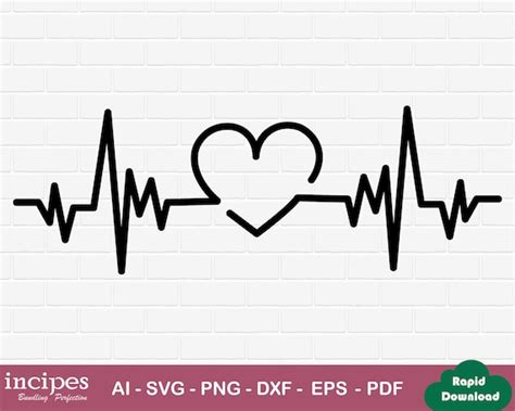 Heart Beat Svg Ekg Svg Heartbeat Clipart Vector Cut Files Etsy