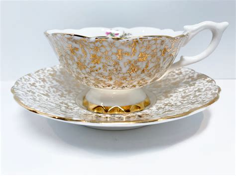 Gold Chintz Tea Cup And Saucer English Bone China Cup English Tea