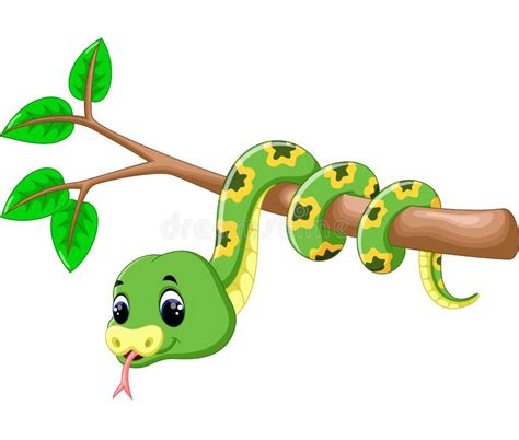 Bande Dessinée Mignonne De Serpent Vert Illustration de Vecteur