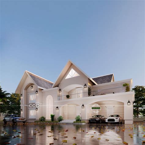 European Style House Design With Sloping Roof For A Luxurious Living