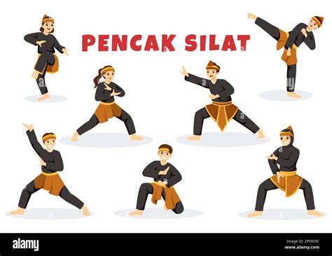 Pencak Silat Sport Illustration With People Pose Martial Artist From