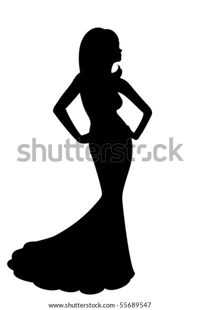 Silhouette Woman Long Dress Stock Vector Royalty Free 55689547