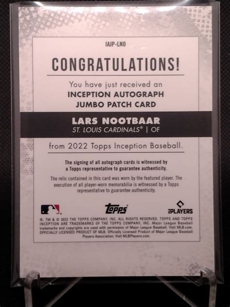 125枚限定 L ヌートバー 直筆サイン パッチ 2022 TOPPS INCEPTION AUTOGRAPH JUMBO PATCH