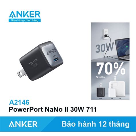 Củ sạc nhanh ANKER 30W PowerPort Nano II 711 A2146 Sạc nhanh PD 1