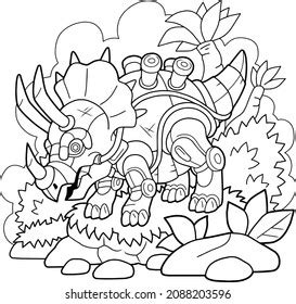 Cartoon Robot Dinosaur Coloring Book Stock Vector Royalty Free