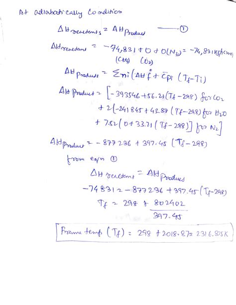 Solved Calculate The Constant Pressure Adiabatic Flame Temperature