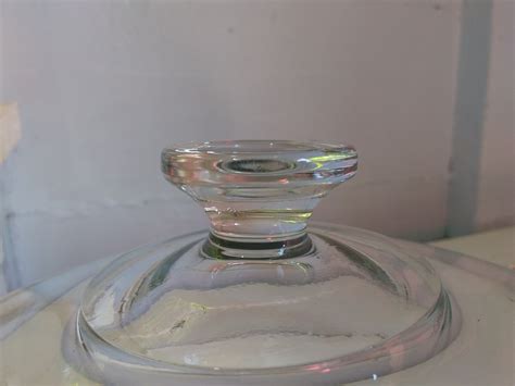 80s Heavy Glass Cake Stand With Dome Lid Dual Punch Bowl Set Upside