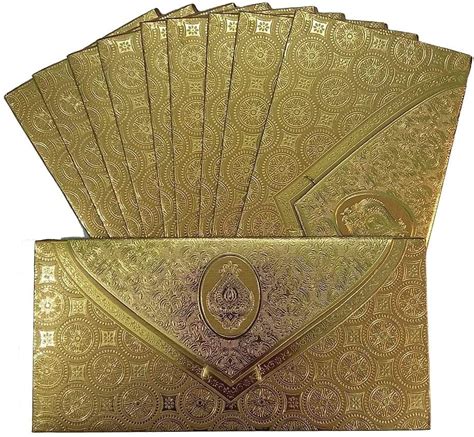 Buy Sha Envelopes Money Cash Gift 3 Fold Gold Design Envelope (10 piece ...