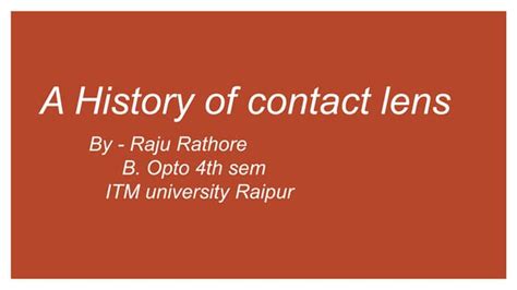 A History Of Contact Lenses Ppt