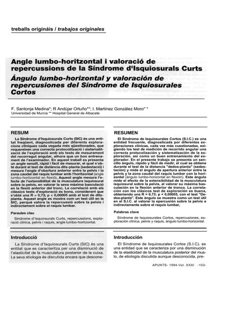 Ngulo Lumbo Horizontal Y Valoraci N De Repercusiones Del Sic