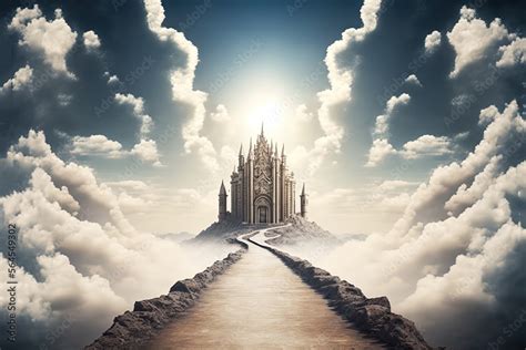 illustration of way to heaven kingdom among the clouds Generative Ai ...