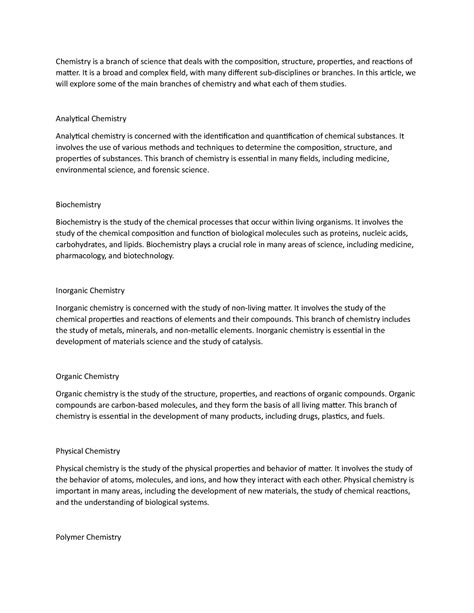 Chemistry is a branch of science that deals with the composition - It ...