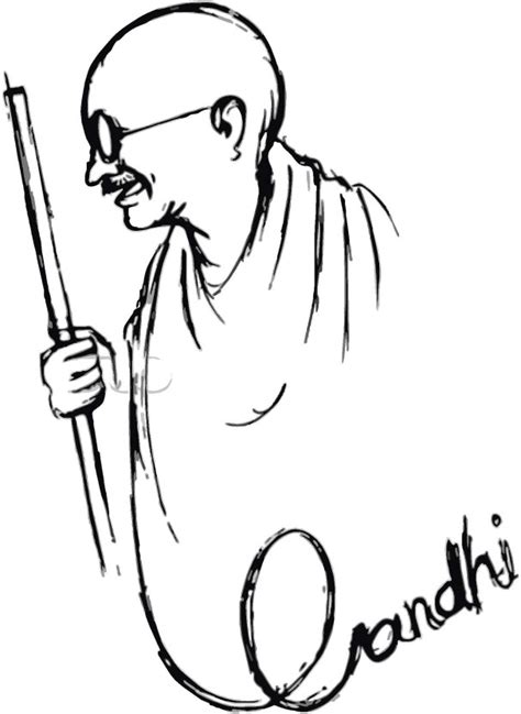 Mahatma Gandhi Drawing Outline