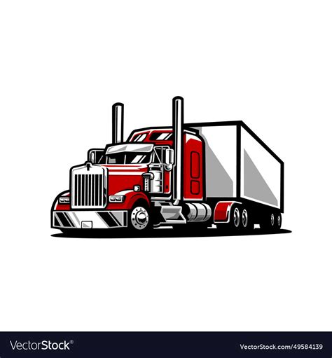 Big rig 18 wheeler american semi truck Royalty Free Vector