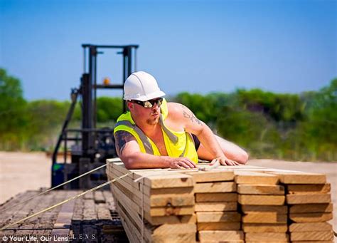 Man Poses Semi Naked In Lumber Yard As Gift For His Wife Daily Mail Online