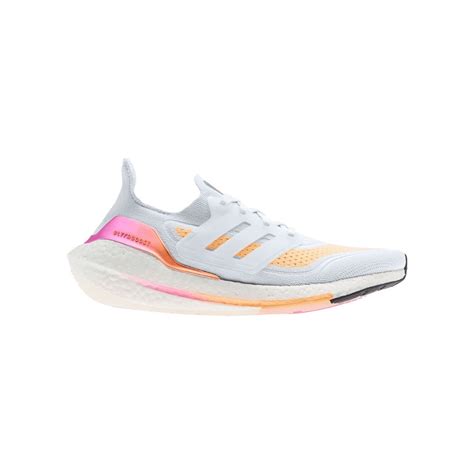 Tênis de corrida feminino Adidas Ultra Boost 21 branco laranja SS21