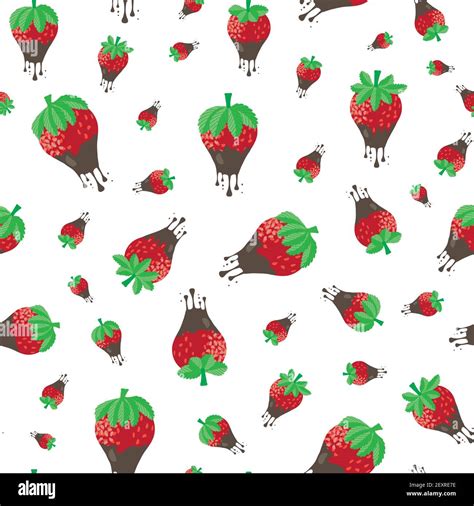 Chocolate Dipped Strawberry Seamless Vector Pattern Background