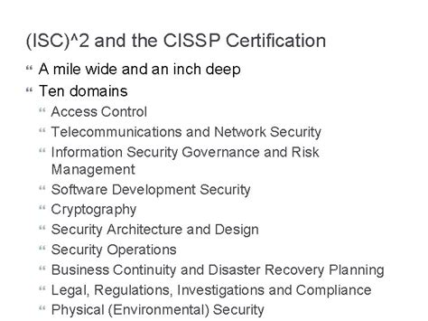 Cissp For Dummies Chapter 1 3 Certification Basics