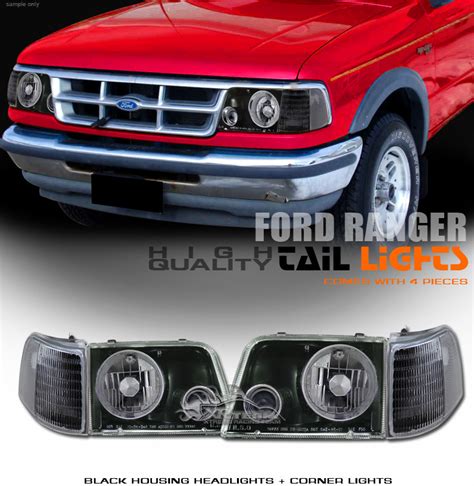 93 97 Ford Ranger Black Projector Headlightscorner 4pc Ebay