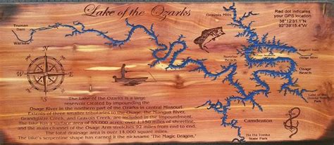 Lake Of The Ozarks Map Laser Engraved On Red Cedar Heartwood Etsy