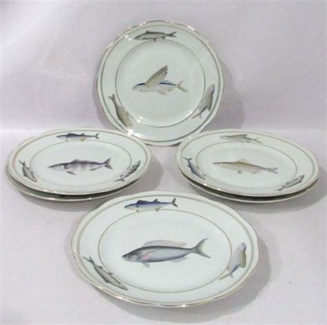 PORCELANA STEATITA Seis 6 Pratos Rasos Para Peixe