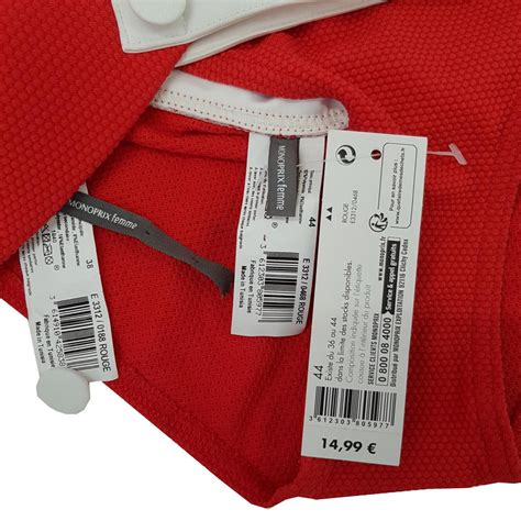 Neuf étiquette Maillot de bain Monoprix Haut T Bas T Bikini pièces rouge et blanc
