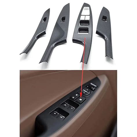 4pcs Set Auto Carbon Fiber Style Interior Door Handle Cover Armrest Decoration Trim For Hyundai