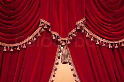 Red Theater Curtain With Tassels Stock Image Colourbox