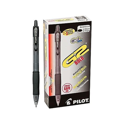 Pilot G2 Premium Retractable Gel Roller Pens Bold Point Black 12