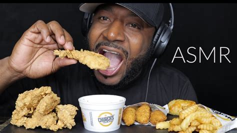 ASMR EATING CHURCHES CHICKEN STRIPS WHITE GRAVY FRENCH FRIES JALP