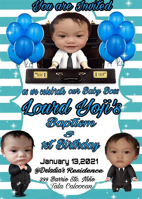 Baptism And 1st Birthday Invitation