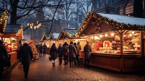 Premium Photo | Enjoying christmas market with lights