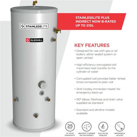 Gledhill Stainlesslite Plus Slimline Indirect Unvented Cylinders