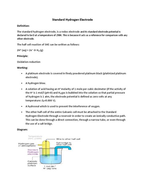 Standard Hydrogen Electrode | PDF