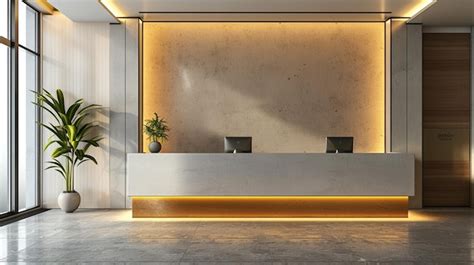 Modern Hotel Front Desk And Lobby Image Premium Ai Generated Image