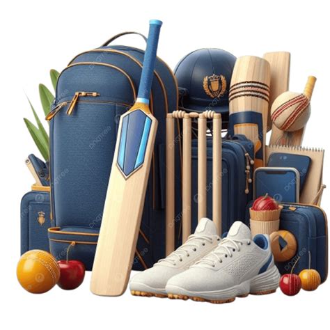 collection  sports equipment including cricket player  collection