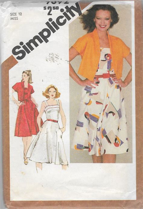 Vintage 1980 Simplicity 9892 Fitted Sundress Unlined Bolero Jacket