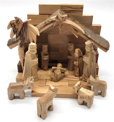 Buy Zuluf Olive Wood Nativity Miniature Set Authentic Olive Wood Nativity Scene From Bethlehem