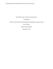 Personal Philosophy Of Education And Technology Docx Running Head