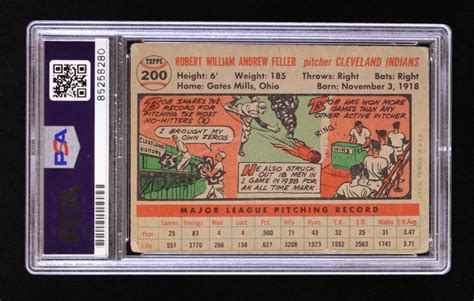 Bob Feller Signed 1956 Topps 200 PSA Pristine Auction