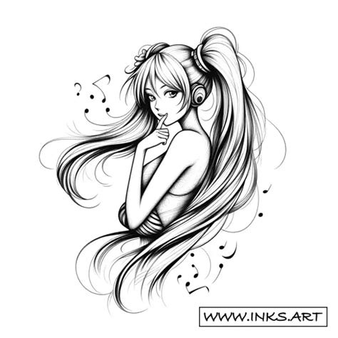 Tattoo Design Hatsune Miku Nude Art Sketch Style Sketch
