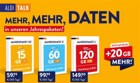 Aldi Talk Jahrespakete Erhalten Mehr Datenvolumen