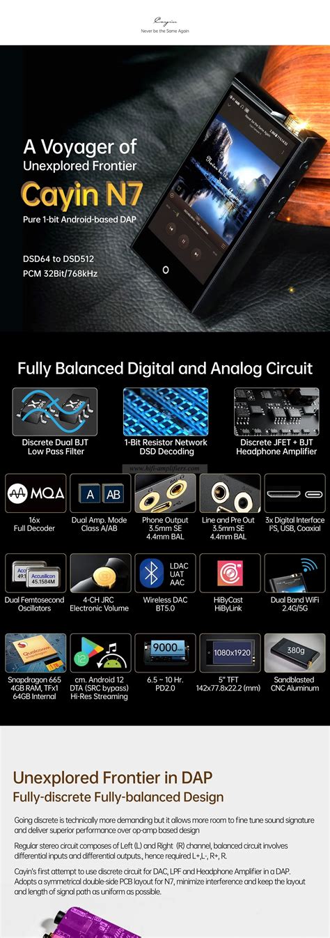Cayin N7 1 Bit DSD DAC Android-based DAP Discrete Balanced Dual Amp ...