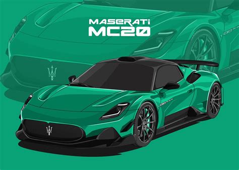 'maserati mc20 green' Poster, picture, metal print, paint by capture art | Displate