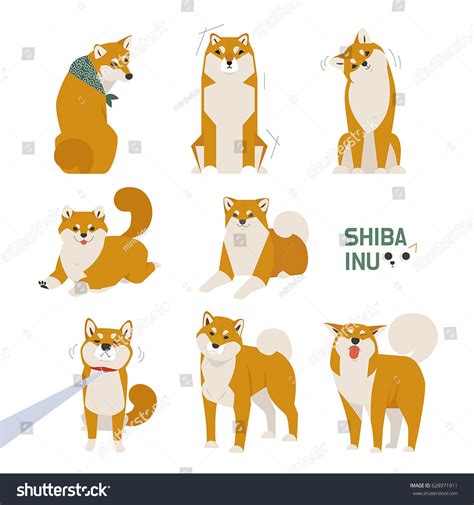 Japan Dog Shiba Inu Character Vector Illustration Flat Design Shiba