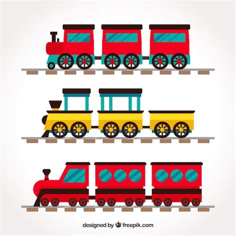 Conjunto De Trenes Coloridos Con Dise O Plano Vector Gratis