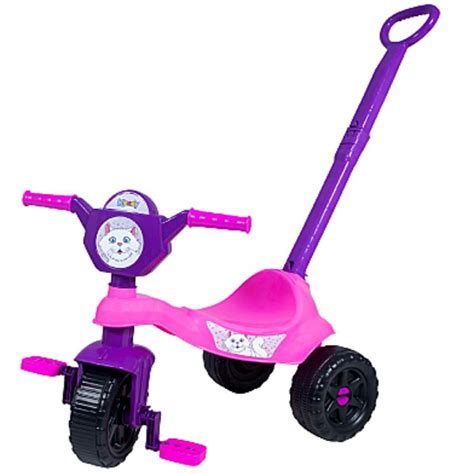 Triciclo Infantil Haste De Empurrar E Pedal Veloc Pede Menina